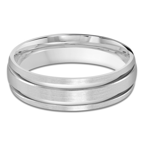 6 MM Satin Finish High Polish Modern Mens Wedding Band in White Gold (MDVB0796)