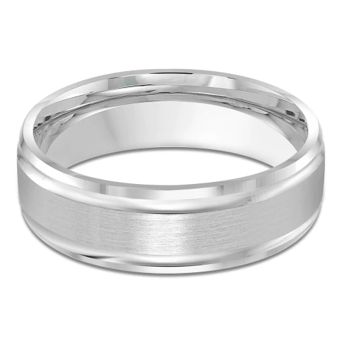 7 MM Modern Mens Wedding Band in White Gold (MDVB0801)