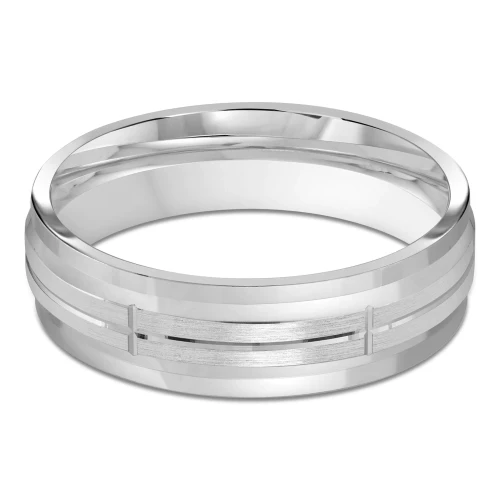 6 MM Modern Mens Wedding Band in White Gold (MDVB0820)