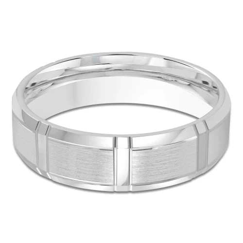6 MM Modern Mens Wedding Band in White Gold (MDVB0823)