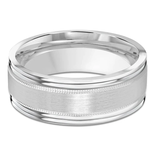 8 MM Modern Mens Wedding Band in White Gold (MDVB0827)