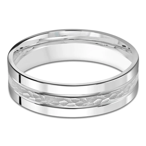 6 MM Modern Mens Wedding Band in White Gold (MDVB0830)