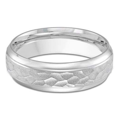 7 MM with High Polish Grooves Modern Mens Wedding Band in White Gold (MDVB0832)