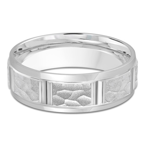 7 MM with High Polish Edges Modern Mens Wedding Band in White Gold (MDVB0837)