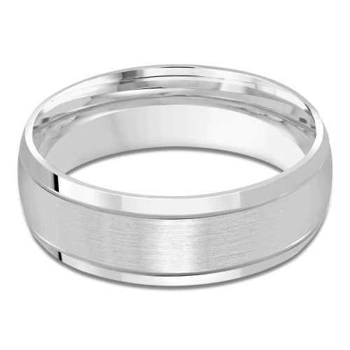 7 MM Modern Mens Wedding Band in White Gold (MDVB0840)
