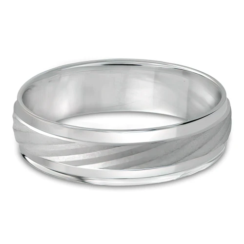6 MM Modern Mens Wedding Band in White Gold (MDVB0843)