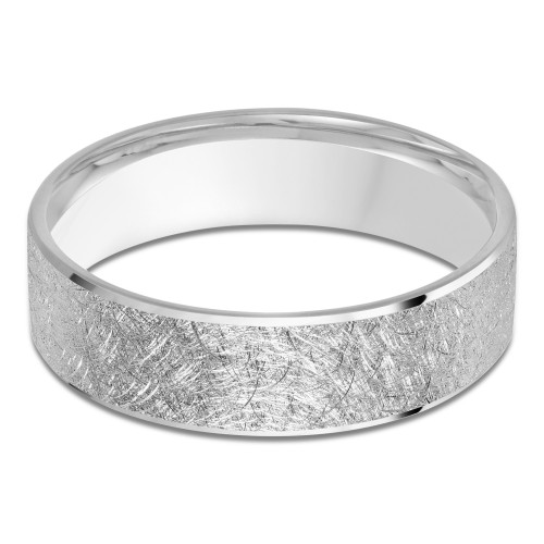 6 MM with High Polish Edges Modern Mens Wedding Band in White Gold (MDVB0847)