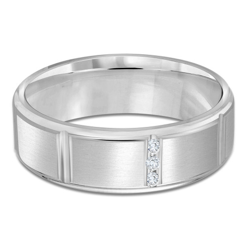7 MM Diamond Mens Wedding Band in White Gold (MDVB0858)