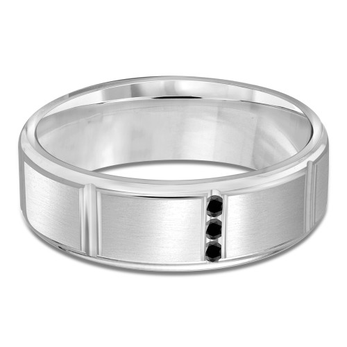 7 MM Black Diamond Mens Wedding Band in White Gold (MDVB0859)