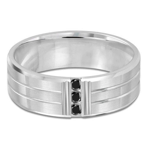 7 MM Diamond Mens Wedding Band in White Gold (MDVB0929)