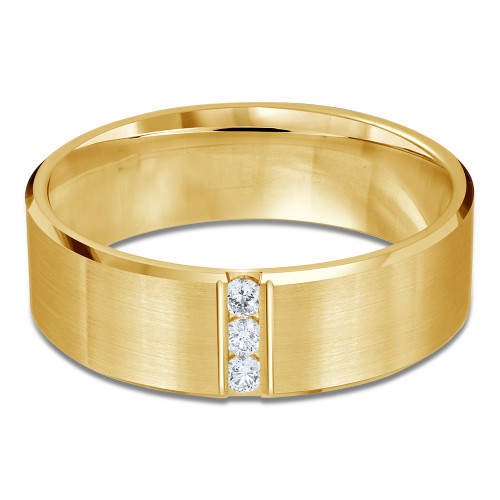 7 MM Diamond Mens Wedding Band in Yellow Gold (MDVB0938)