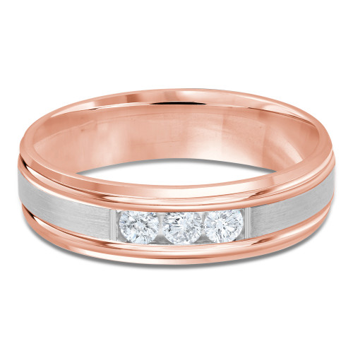 6 MM Diamond Mens Wedding Band in Rose Gold (MDVB0939)