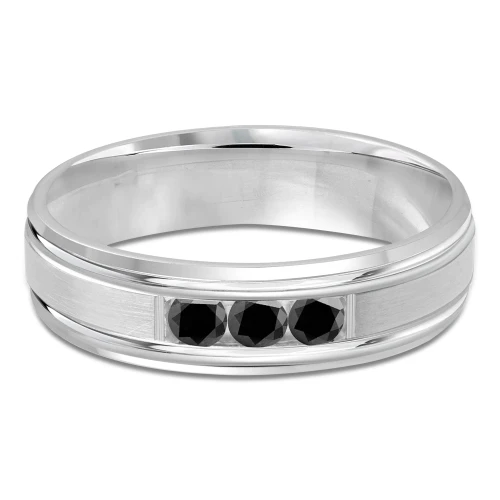 6 MM Diamond Mens Wedding Band in White Gold (MDVB0941)