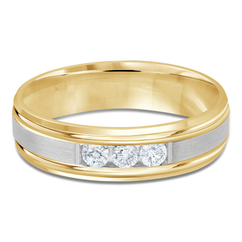 6 MM Diamond Mens Wedding Band in Yellow Gold (MDVB0944)