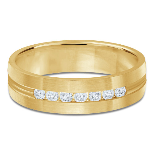 6 MM Diamond Mens Wedding Band in Yellow Gold (MDVB0951)