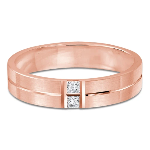 5 MM Diamond Mens Wedding Band in Rose Gold (MDVB0971)
