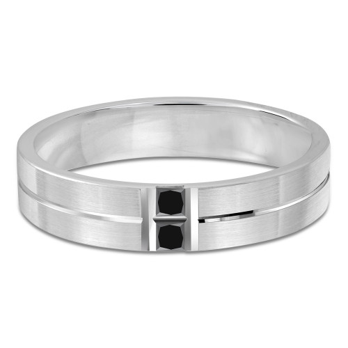 5 MM Black Diamond Mens Wedding Band in White Gold (MDVB0973)