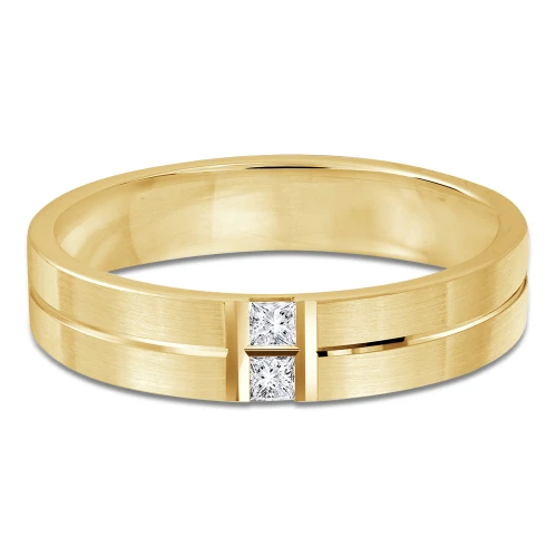 5 MM Diamond Mens Wedding Band in Yellow Gold (MDVB0974)