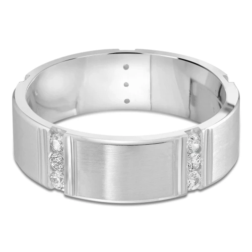 7 MM Diamond Mens Wedding Band in White Gold (MDVB0976)