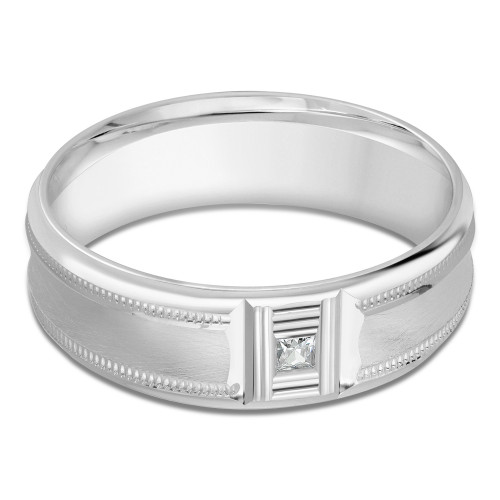 7 MM Diamond Mens Wedding Band in White Gold (MDVB0980)