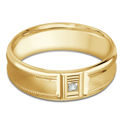 7 MM Diamond Mens Wedding Band in Yellow Gold (MDVB0982)