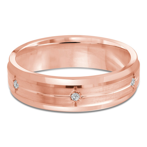 6 MM Diamond Mens Wedding Band in Rose Gold (MDVB0983)