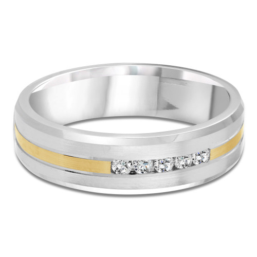 7 MM Diamond Mens Wedding Band in Two-Tone White & Yellow Gold (MDVB1022)