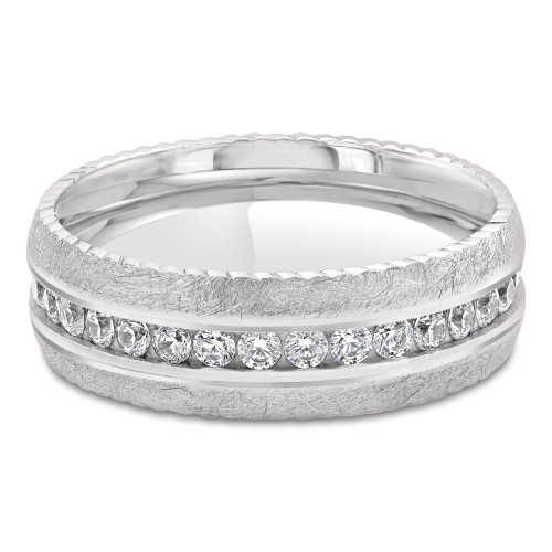 7 MM Diamond Mens Wedding Band in White Gold (MDVB1041)