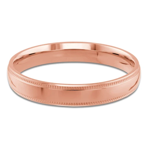 3 MM Milgrained Comfort Fit Classic Womens Wedding Band in Rose Gold (MDVBC0005-3MM-R)