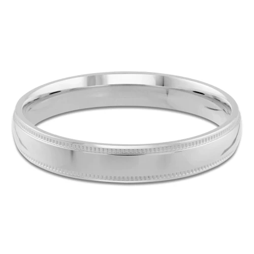 3 MM Milgrained Comfort Fit Classic Womens Wedding Band in White Gold (MDVBC0005-3MM-W)