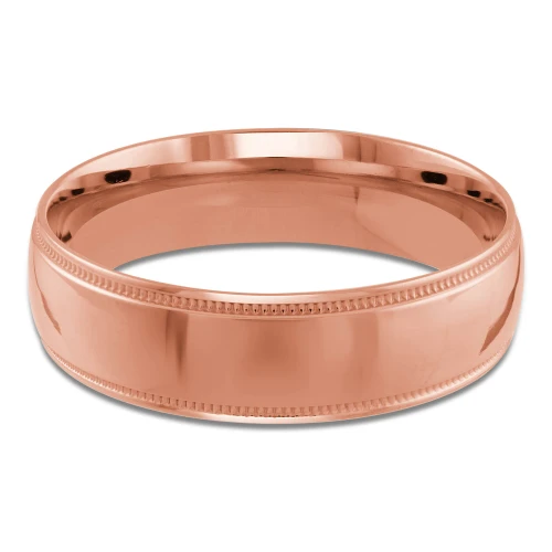 6 MM Milgrained Comfort Fit Classic Womens Wedding Band in Rose Gold (MDVBC0005-6MM-R)