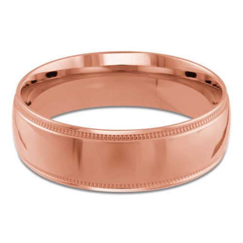 7 MM Milgrained Comfort Fit Classic Womens Wedding Band in Rose Gold (MDVBC0005-7MM-R)