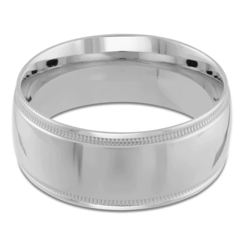 10 MM Milgrained Comfort Fit Classic Womens Wedding Band in White Gold (MDVBC0005-10MM-W)