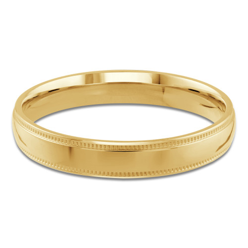 3 MM Milgrained Comfort Fit Classic Mens Wedding Band in Yellow Gold (MDVBC0006-3MM-Y)