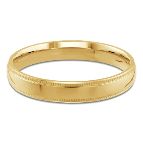 3 MM Milgrained Comfort Fit Classic Mens Wedding Band in Yellow Gold (MDVBC0006-3MM-Y)