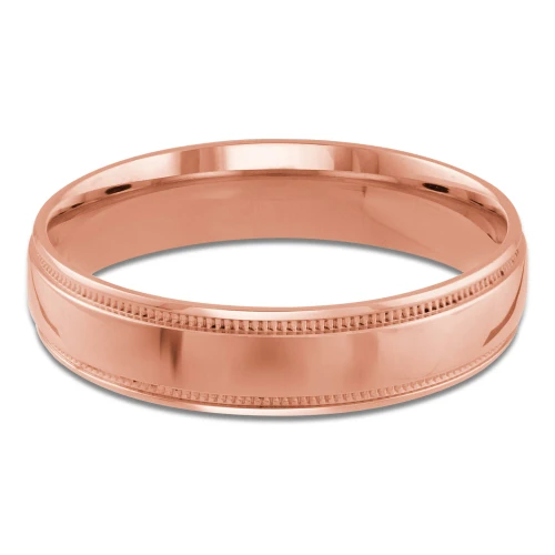5 MM Milgrained Comfort Fit Classic Mens Wedding Band in Rose Gold (MDVBC0006-5MM-R)