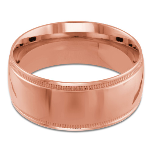 10 MM Milgrained Comfort Fit Classic Mens Wedding Band in Rose Gold (MDVBC0006-10MM-R)