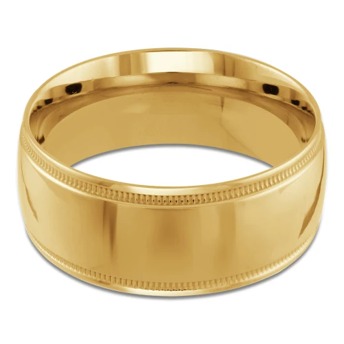 10 MM Milgrained Comfort Fit Classic Mens Wedding Band in Yellow Gold (MDVBC0006-10MM-Y)