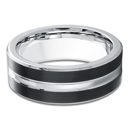 8 MM Alternative Mens Wedding Band in Two-Tone Black & White Cobalt (MDVBA0001)