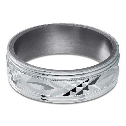 7 MM Alternative Mens Wedding Band in White Tantalum 14K Gold Plated (MDVBA0031)