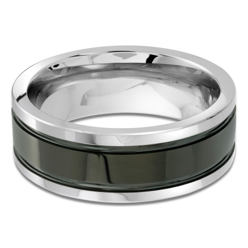 8 MM Alternative Mens Wedding Band in White Tungsten (MDVBA0034)