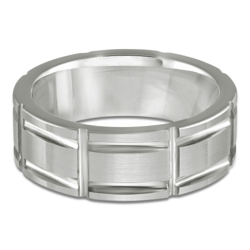 8 MM Alternative Mens Wedding Band in White Tungsten (MDVBA0035)