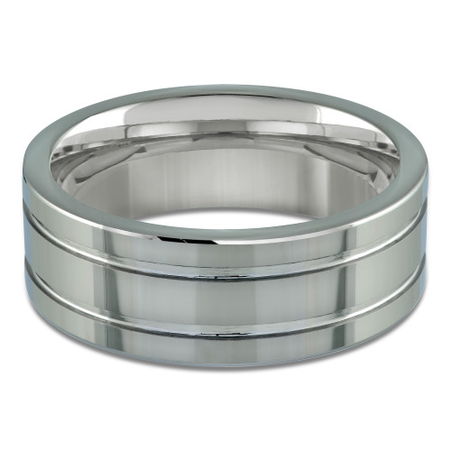 8 MM Alternative Mens Wedding Band in White Tungsten (MDVBA0041)