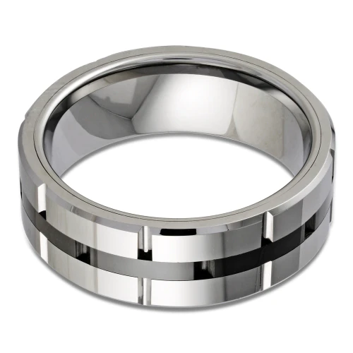 8 MM Alternative Mens Wedding Band in White Tungsten (MDVBA0045)