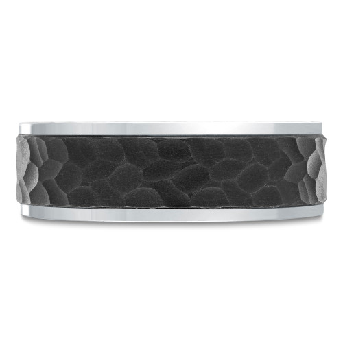 7 MM Carbon Fiber Center Alternative Mens Wedding Band in 14K White Gold (MDVBA0062)