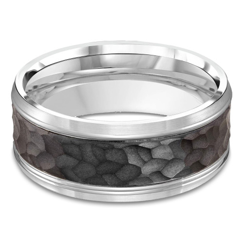 9 MM Carbon Fiber Center Alternative Mens Wedding Band in 14K White Gold (MDVBA0067)