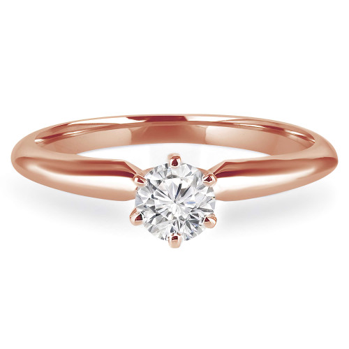 Round Lab Created Diamond Tappered Knife Edge Solitaire Engagement Ring in Rose Gold (MVSS1003-R)