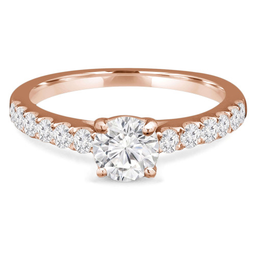Round Lab Created Diamond Solitaire with Accents Engagement Ring in Rose Gold (MVSS1032-R)