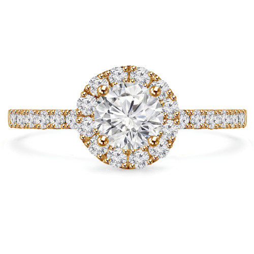 Round Lab Created Diamond High Set Round Halo Engagement Ring in Yellow Gold (MVSS1036-Y)