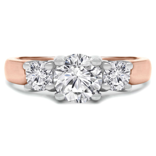 Round Lab Created Diamond Three-Stone Engagement Ring in Rose Gold (MVSX1001-R)